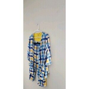Cuddl Duds Plaid Set Loungewear  Pocket Open Cardigan and Pants Airy Comfy Sz M